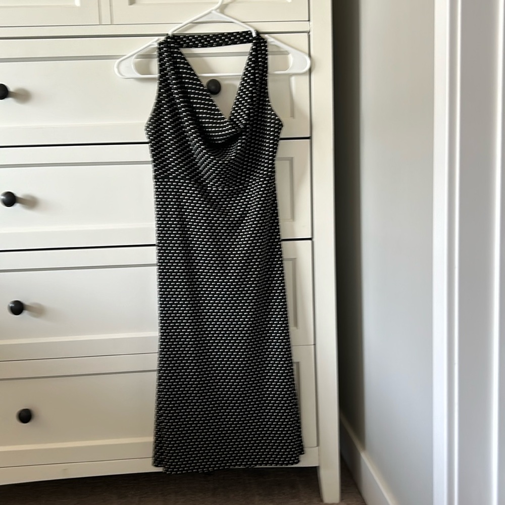 Halter black dress with white polka dots (juniors size medium)